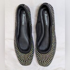 No Boundaries Black with Crystal Rhinestones Shoes, Ballet Flats, Size 8 (38)